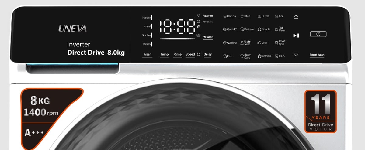 نمایشکر ماشین لباسشویی یونیوا 8 کیلو